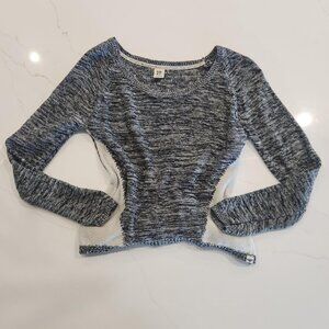 Y2K Roxy Sz S Cotton Gray white Marled Sweatshirt Top Textured Beach Coastal